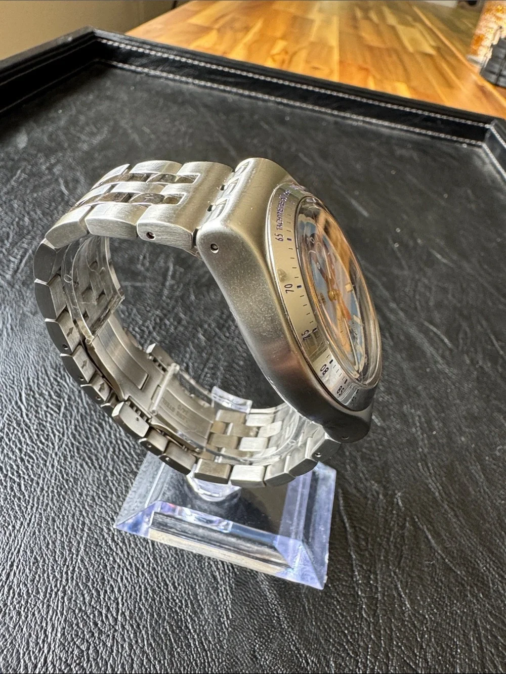 Swatch Blue Dial Stainless Steel Chronograph Watch